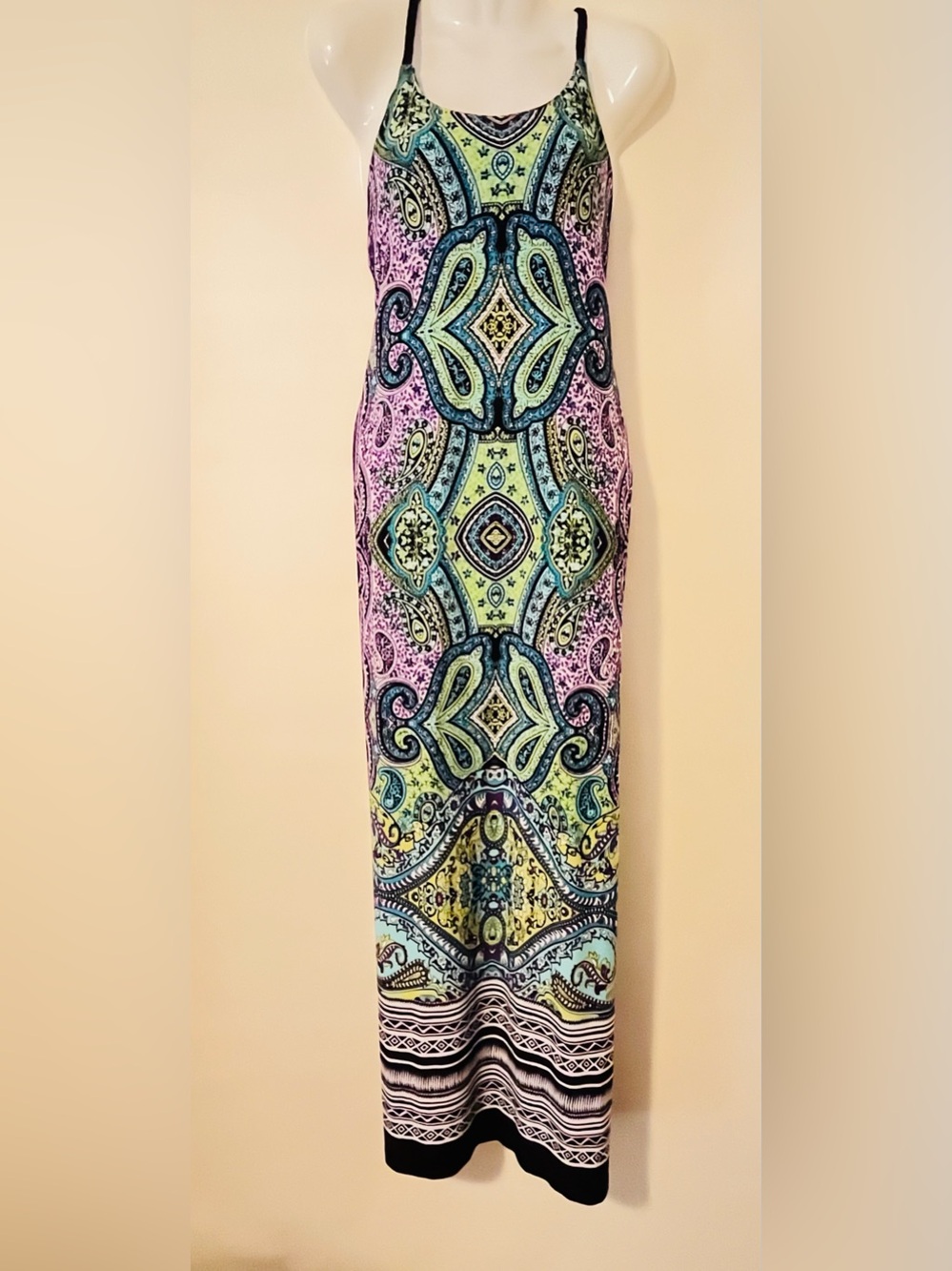 Emma & Michele Women’s Multicolor Paisley Geometric Maxi Dress Size Medium - Picture 2 of 7